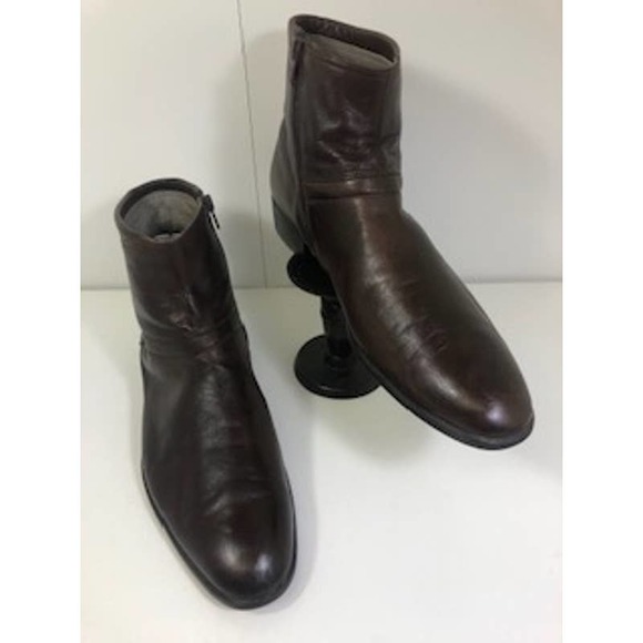 Vintage Bally Almond Toe Leather Mid Ankle Boots Brown Mens US 12 main image 4